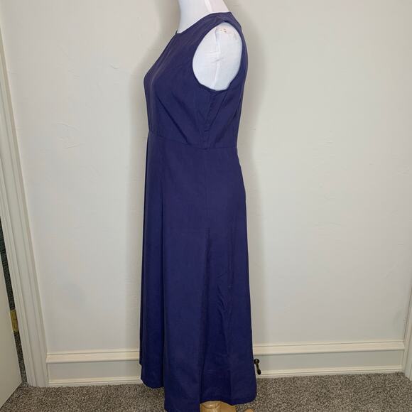 Vintage Blue Purple A Line Dress 100% Silk Sz 4 - Picture 4 of 10
